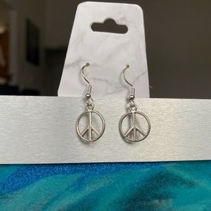 Stainless Steel Peace Sign Earrings